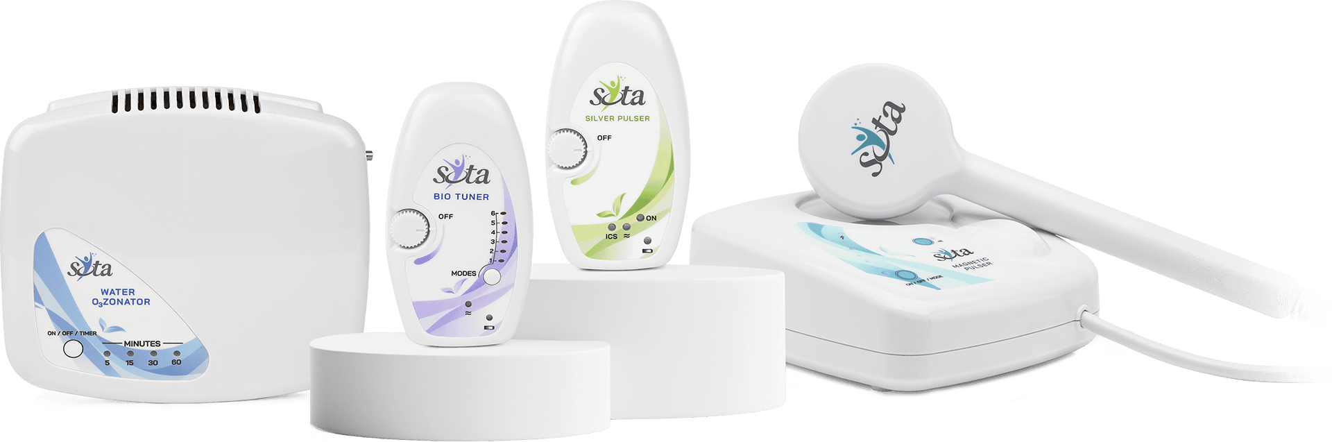 The four SOTA units: Water Ozonator, Bio Tuner, Silver Pulser and Magnetic Pulser