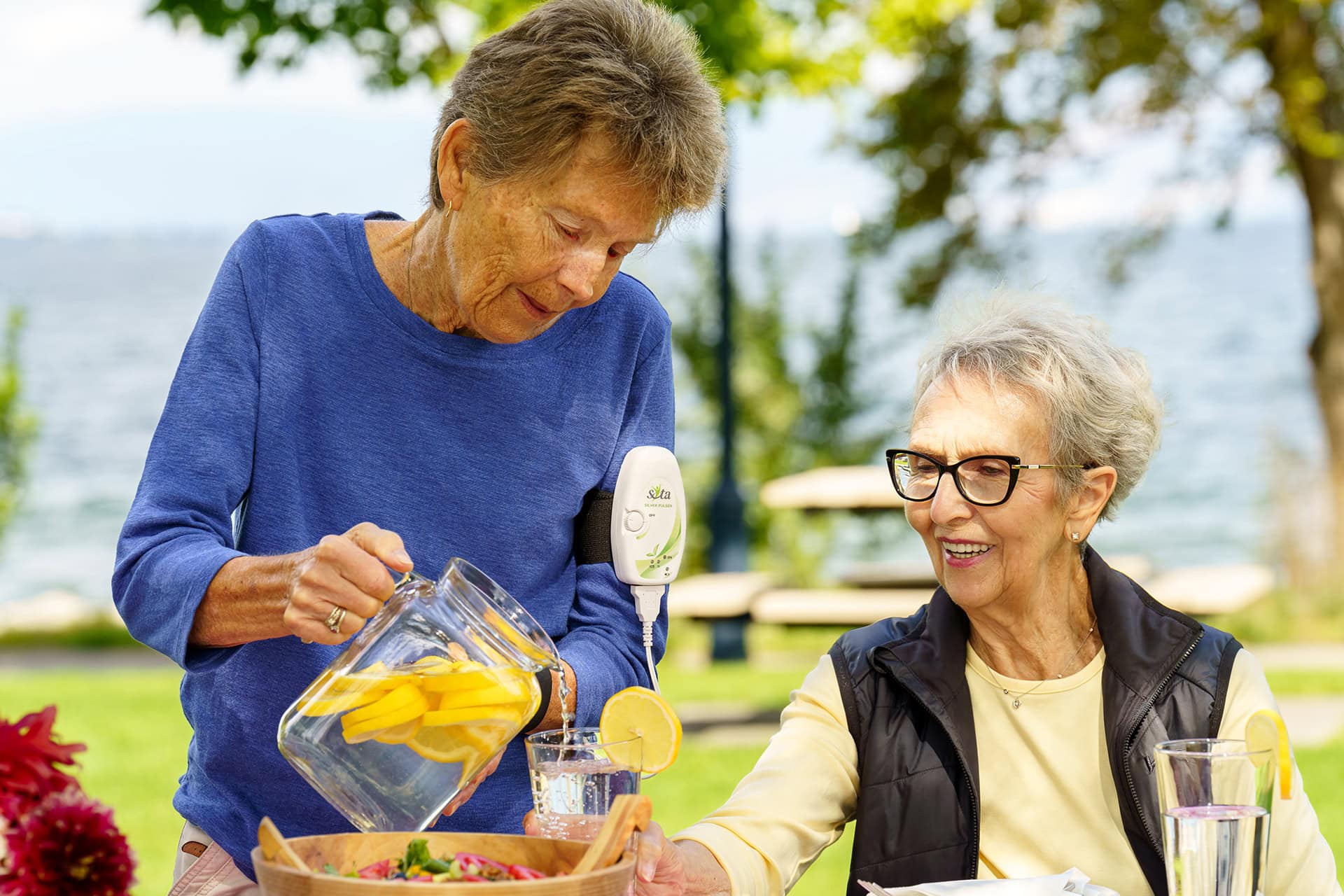 Two people enjoying time together outdoors